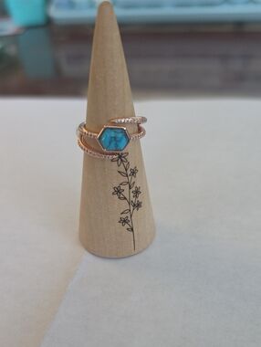 BP_"Don't Mind The Glow Up" Rose Gold Ring with Turquoise Hexagon Stone